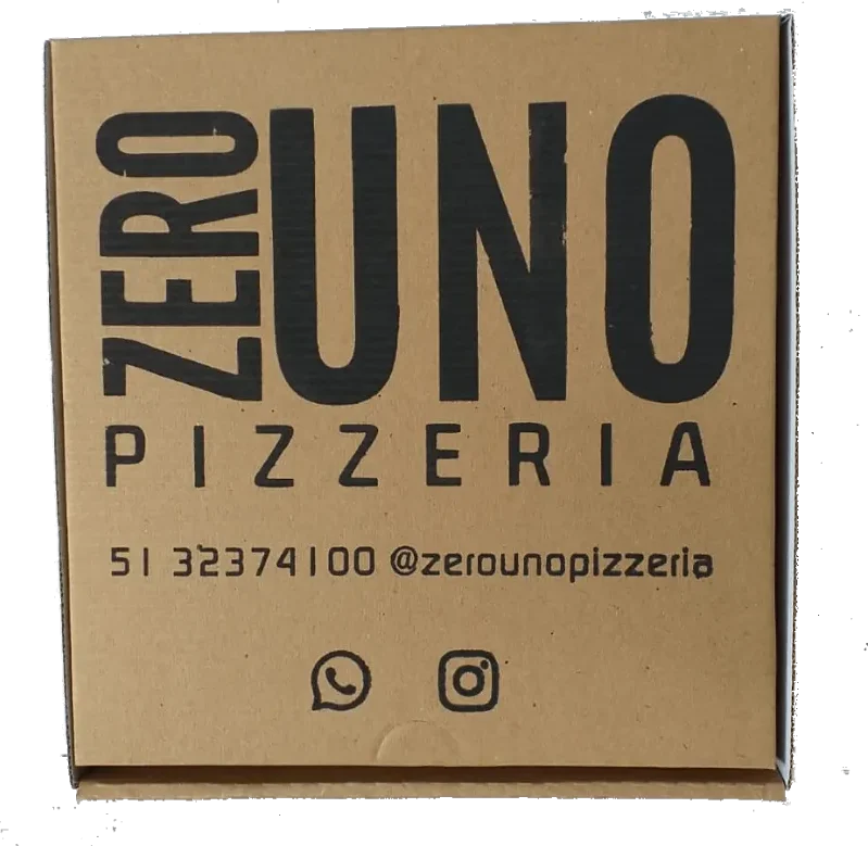 Caixa de pizza quadrada com tampa integrada, estampa 1
