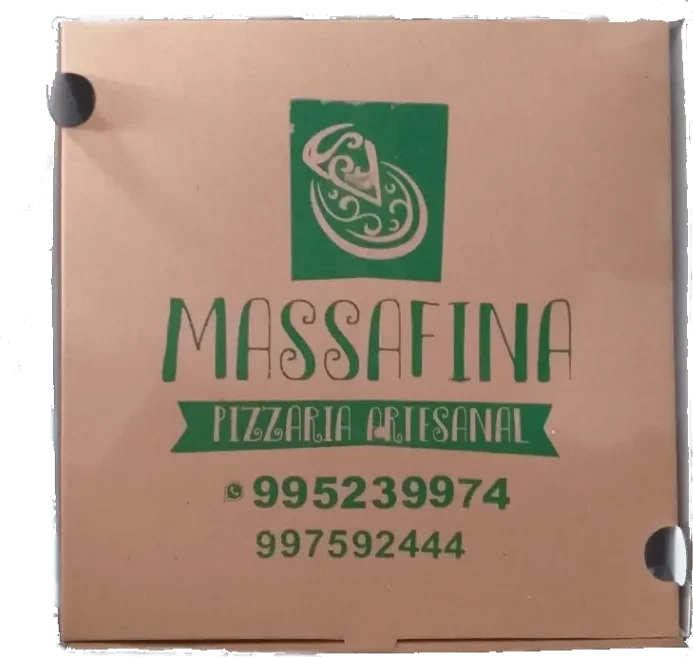 Caixa de pizza quadrada com tampa integrada, estampa 2
